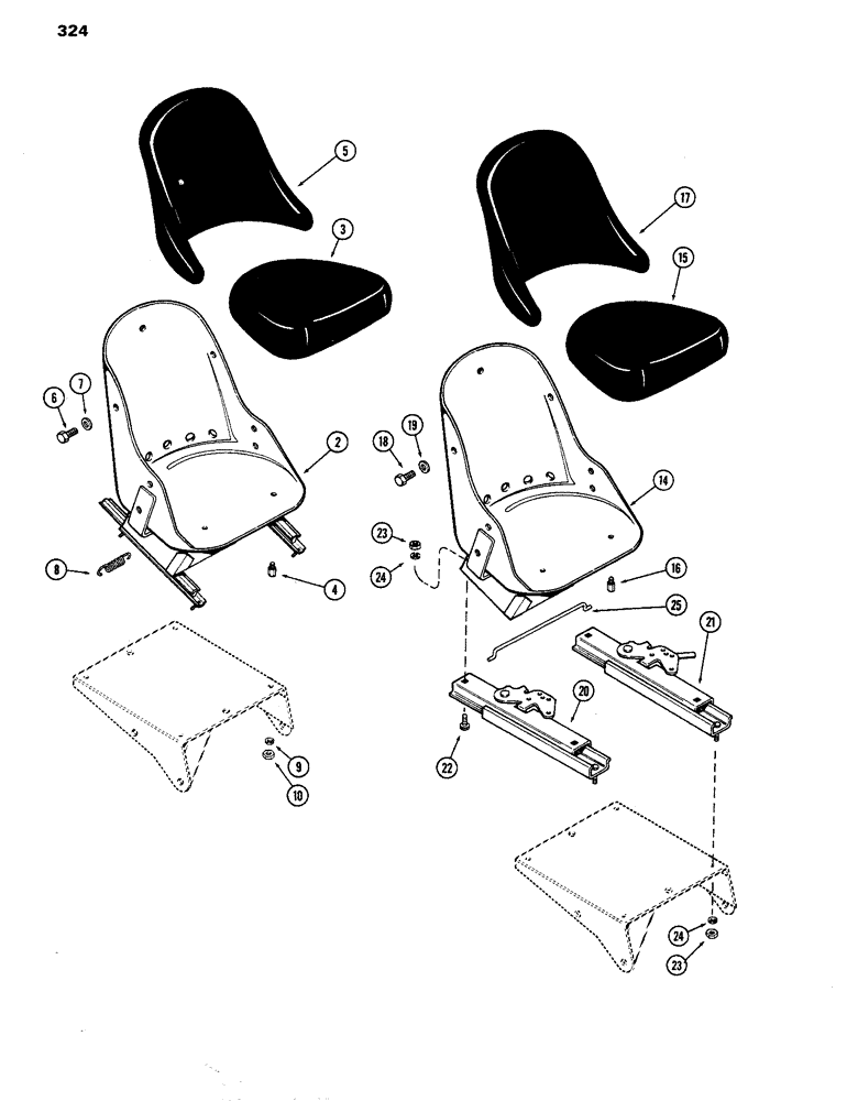 Схема запчастей Case IH 770 - (324) - BUCKET SEAT, USED PRIOR TO TRACTOR S/N 8693001 (09) - CHASSIS/ATTACHMENTS