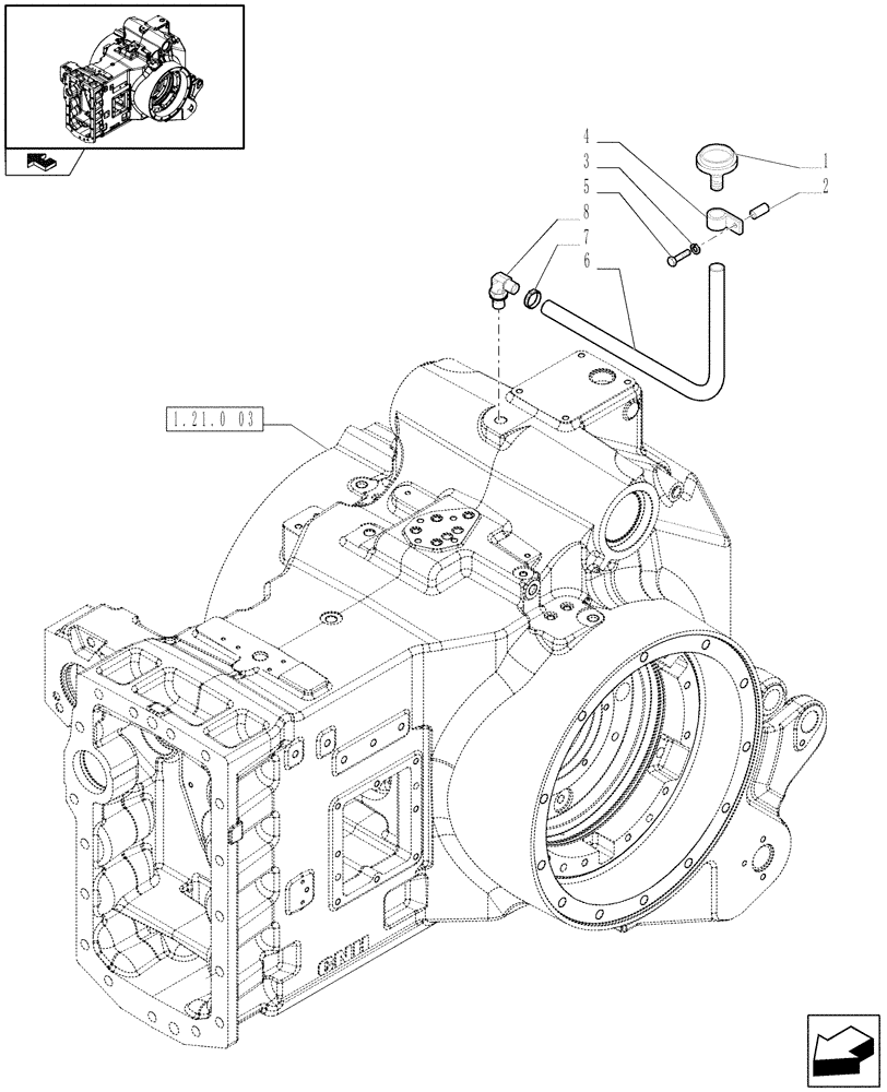 Схема запчастей Case IH PUMA 165 - (1.21.0[05]) - OIL BREATHER ASSEMBLY (03) - TRANSMISSION