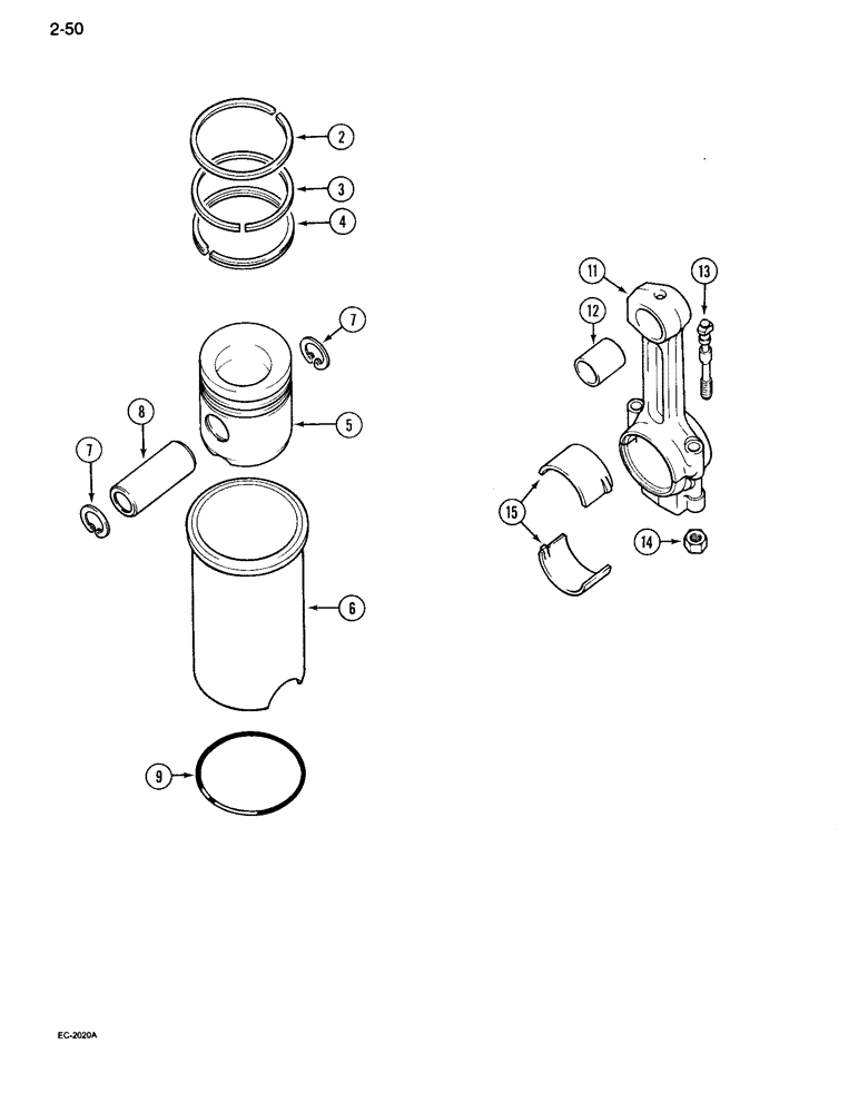 Схема запчастей Case IH 995 - (2-50) - PISTONS AND SLEEVES (02) - ENGINE