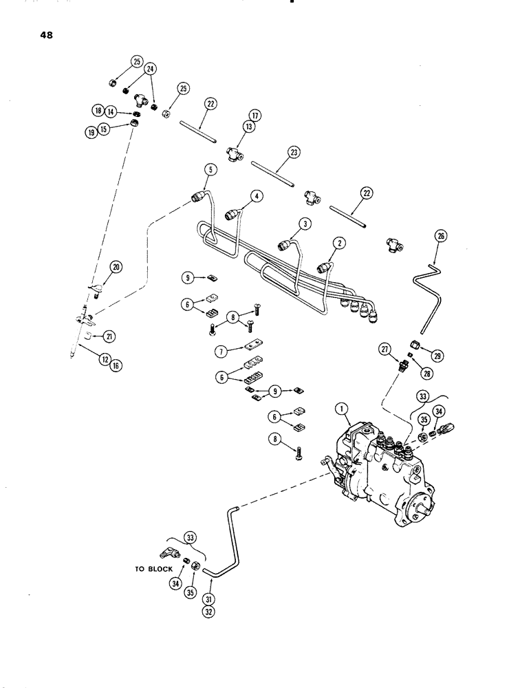 Схема запчастей Case IH 336D - (048) - FUEL INJECTION SYSTEM, ENGINE LESS FUEL DEVICE, 336DT AND 336D DIESEL ENGINES 