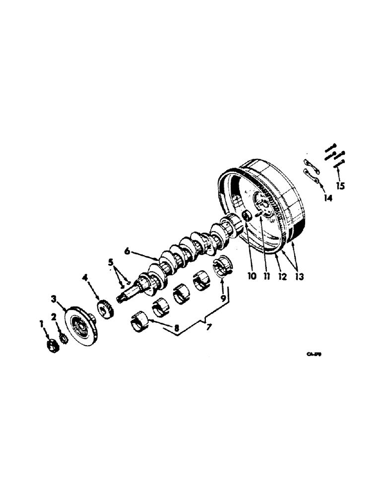 Схема запчастей Case IH BC-144 - (H-11) - CRANKSHAFT, FLYWHEEL AND BEARINGS 