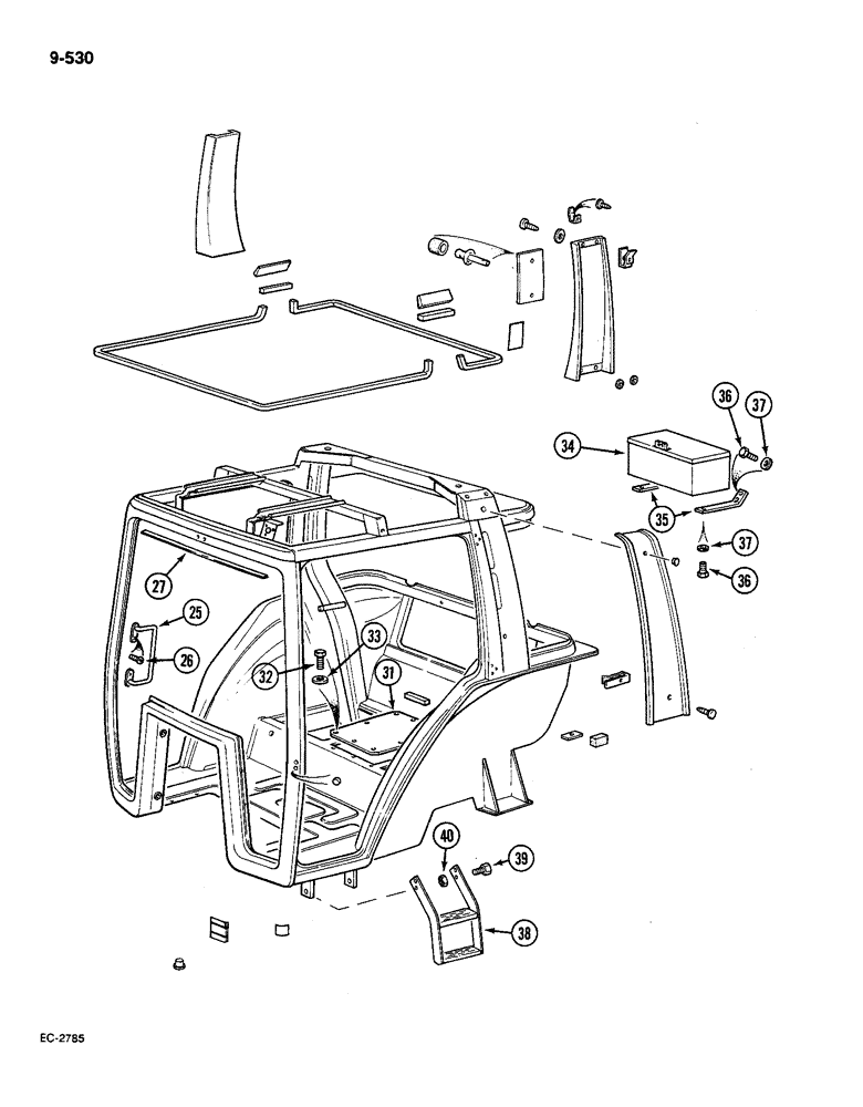 Схема запчастей Case IH 585 - (9-530) - CAB FRAME, CONTD (09) - CHASSIS/ATTACHMENTS