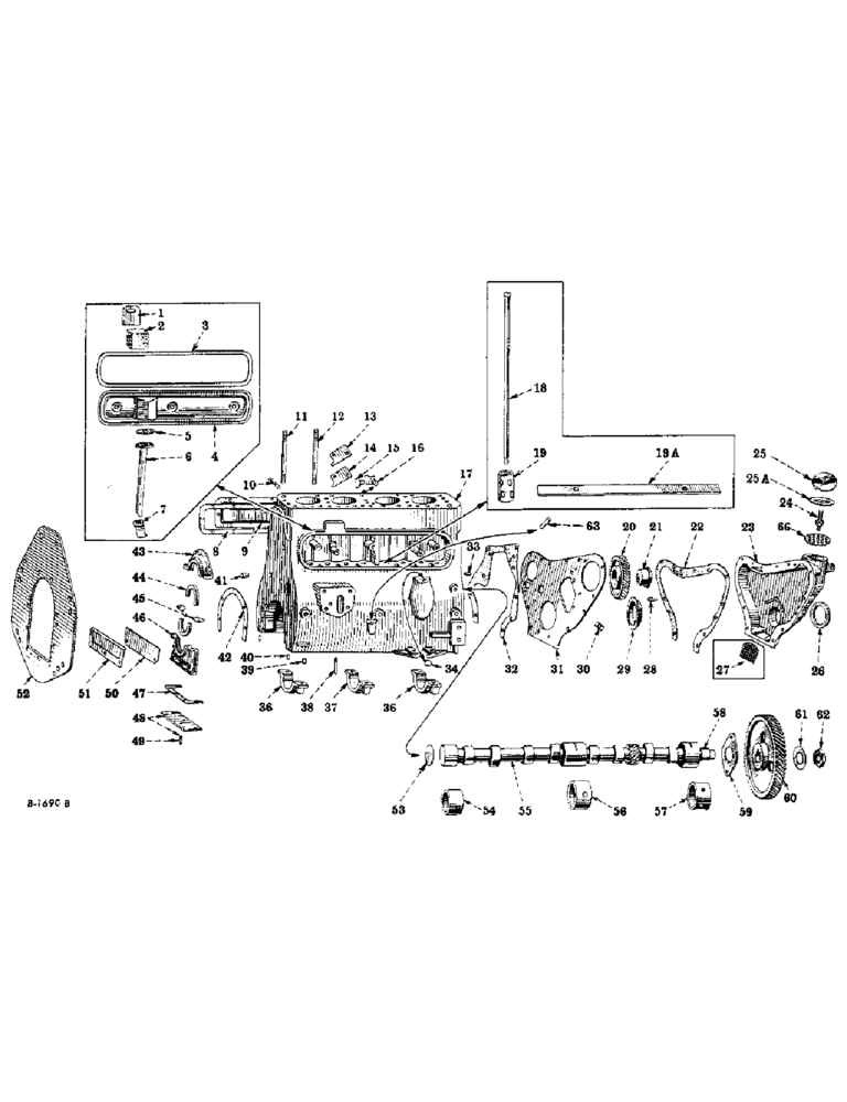 Схема запчастей Case IH FARMALL H - (012) - ENGINE, CRANKSHAFT OIL SEALS, CAMSHAFT, CRANKCASE AND RELATED PARTS (01) - ENGINE