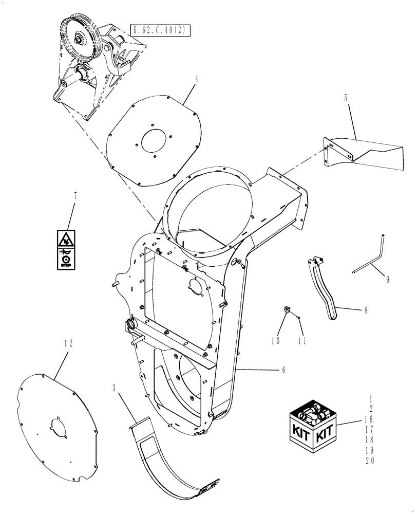 Схема запчастей Case IH AFX8010 - (K.62.C) - KIT, HIGH WEAR CAMPAIGN K - Crop Processing