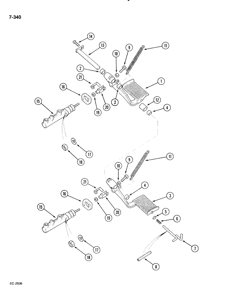 Схема запчастей Case IH 885 - (7-340) - BRAKE PEDALS AND MASTER CYLINDERS (07) - BRAKES