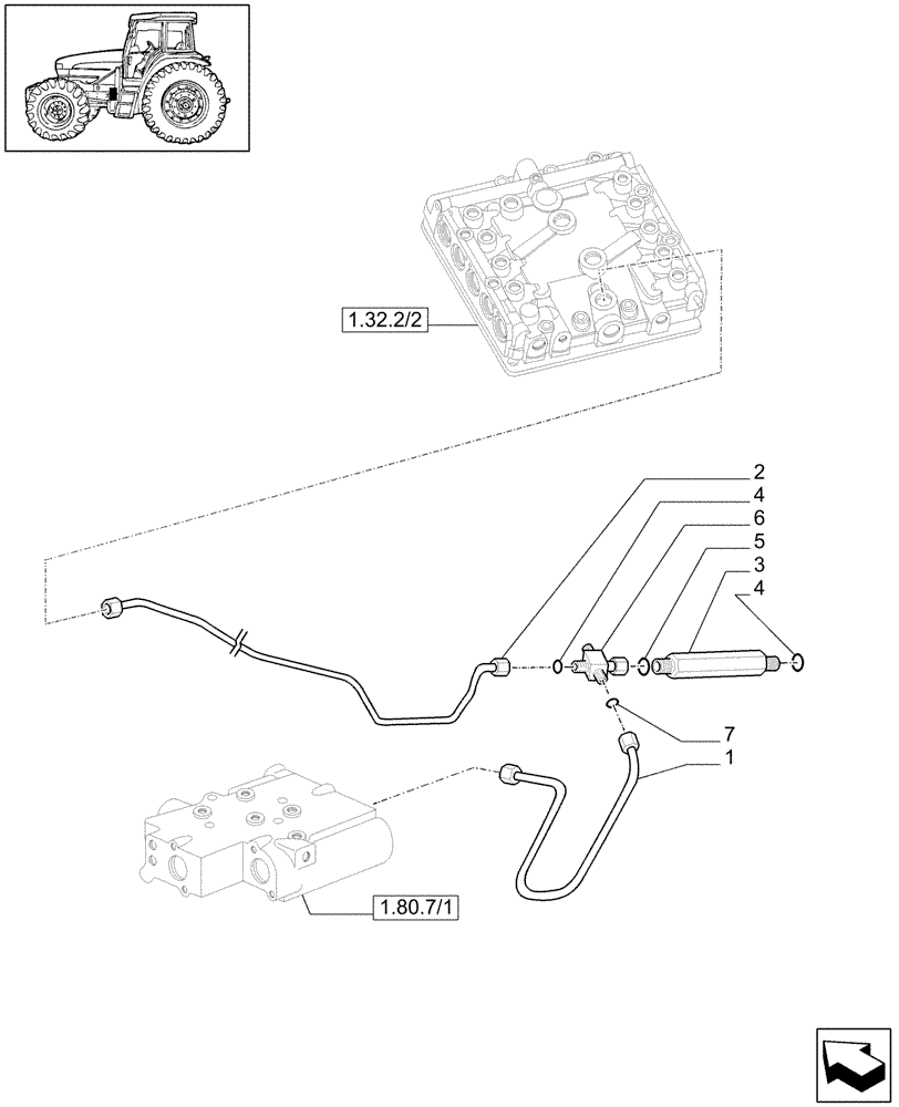 Схема запчастей Case IH MXM175 - (1.29.6/01[02]) - HYDRAULIC GEARBOX CONTROL (2WD) (03) - TRANSMISSION