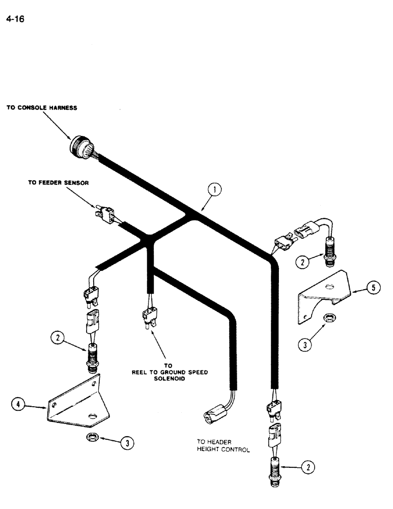 Схема запчастей Case IH 1620 - (4-016) - MONITOR HARNESS, WITHOUT SHAFT SPEED MONITOR SYSTEM (06) - ELECTRICAL