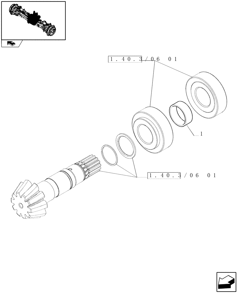 Схема запчастей Case IH PUMA 165 - (1.40.3/06[02]) - (VAR.212) FRONT AXLE WITH ACTIVE SUSPENSIONS AND BRAKES - SHIMS (04) - FRONT AXLE & STEERING