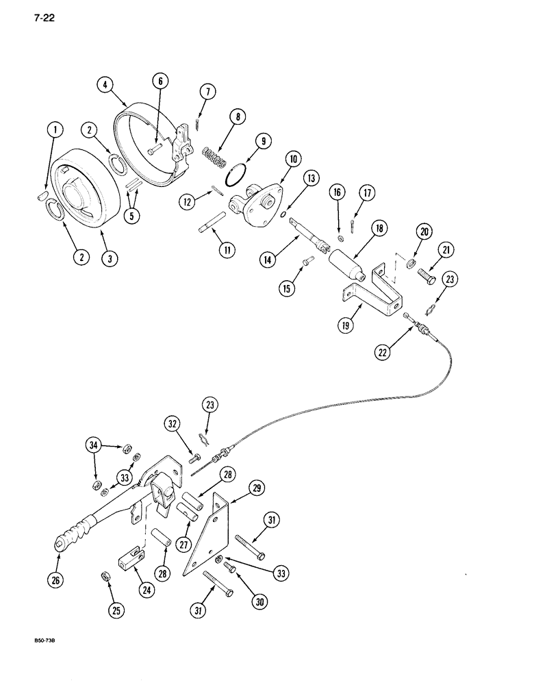 Схема запчастей Case IH 995 - (7-22) - PARK BRAKE LINKAGE, TWO WHEEL DRIVE ORCHARD TRACTOR (07) - BRAKES