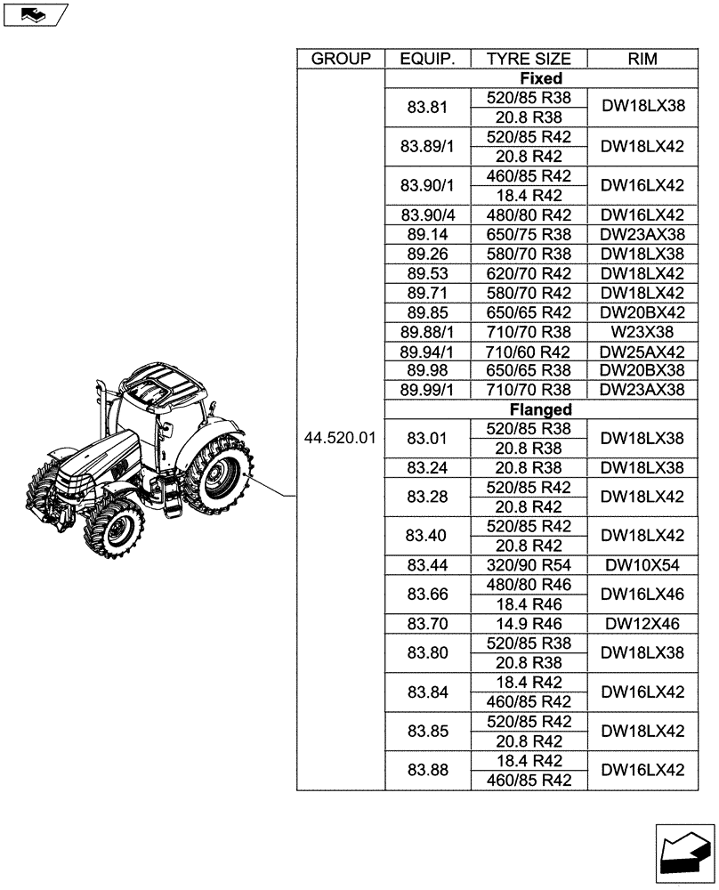 Схема запчастей Case IH PUMA 230 - (44.000.00[02]) - PICTORIAL INDEX - AXLE AND WHEELS (44) - WHEELS
