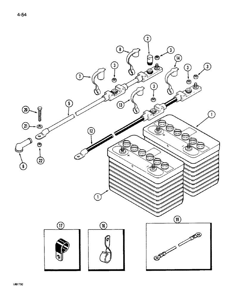 Схема запчастей Case IH 1640 - (4-54) - BATTERY AND BATTERY CABLE (06) - ELECTRICAL