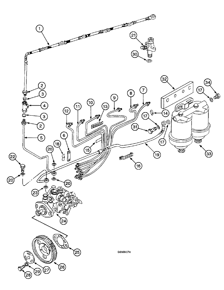 Схема запчастей Case IH D-310 - (5-086) - FUEL INJECTION PUMP AND CONNECTIONS, 616 AND 622 COTTON PICKERS & 95 COTTON HARVESTERS 