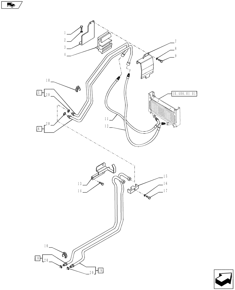 Схема запчастей Case IH PUMA 170 - (21.109.01[01]) - TRANSMISSION OIL COOLER - PIPES AND SUPPORTS (21) - TRANSMISSION