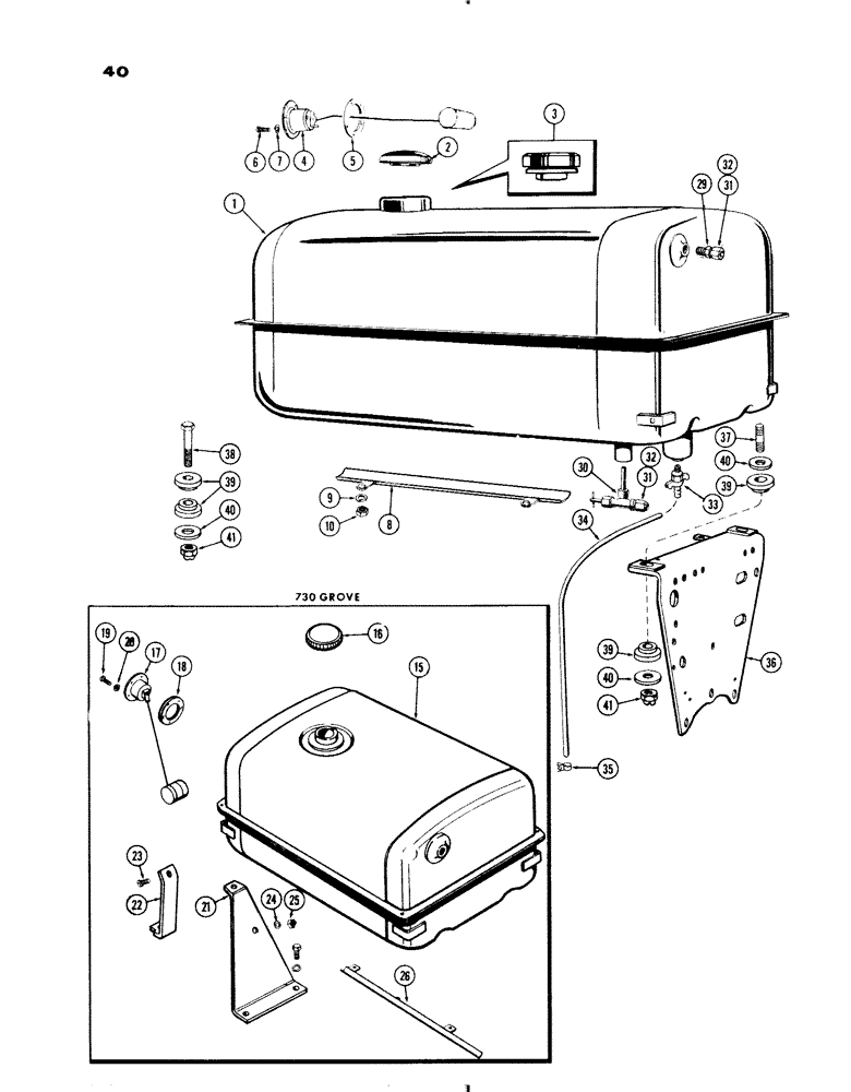 Схема запчастей Case IH 730 SERIES - (040) - FUEL TANK, 267 AND 301 DIESEL ENGINES (03) - FUEL SYSTEM