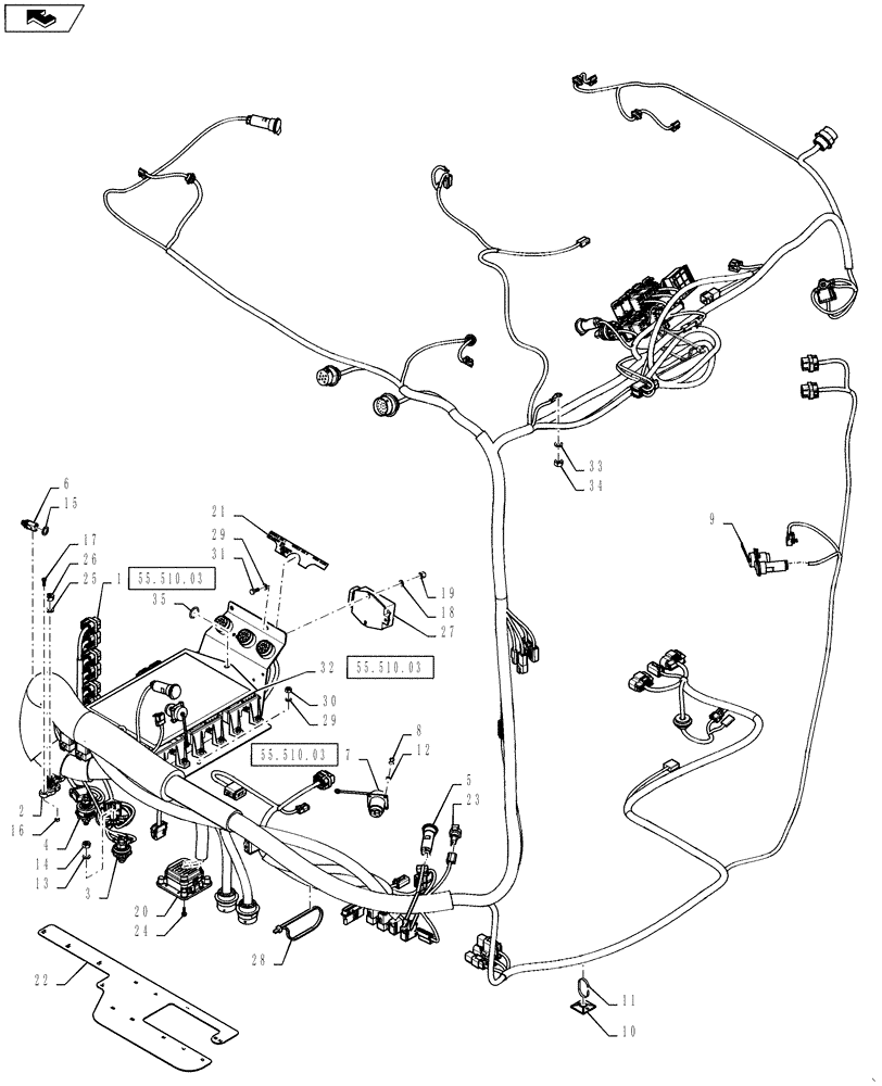 Схема запчастей Case IH STEIGER 550 - (55.510.01) - CAB - MAIN ELECTRICAL (55) - ELECTRICAL SYSTEMS