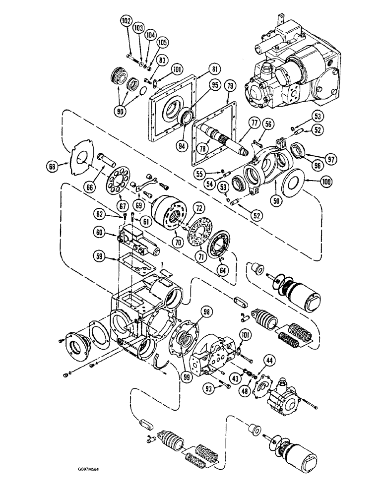 Схема запчастей Case IH 1660 - (6-26) - HYDROSTATIC PUMP, CORN AND GRAIN COMBINE, P.I.N. JJC0041567 AND AFTER (CONTD) (03) - POWER TRAIN