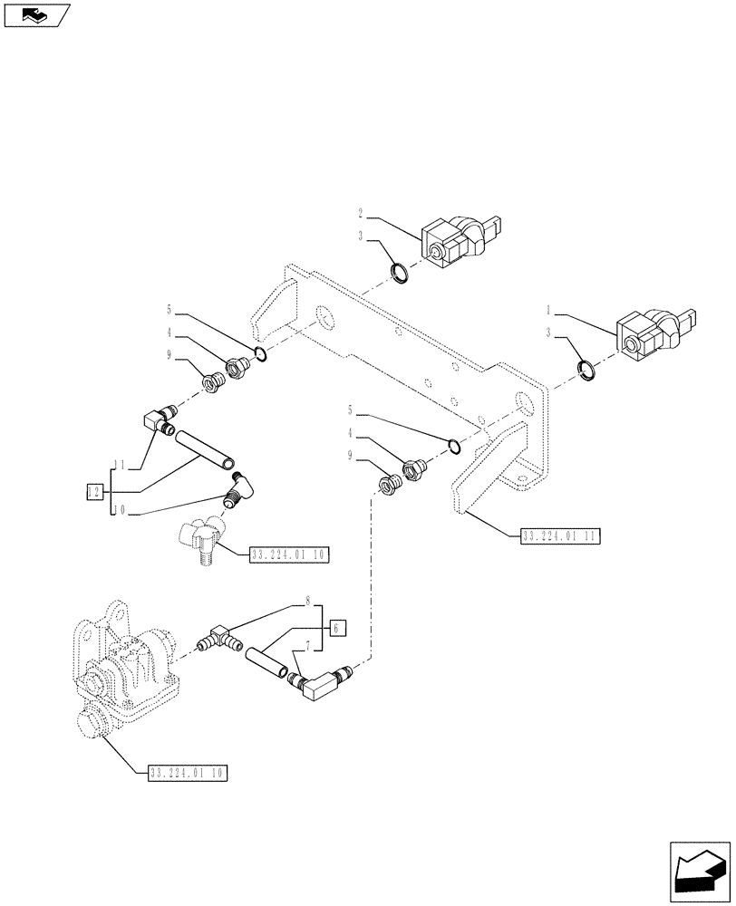 Схема запчастей Case IH PUMA 200 - (33.224.01[13]) - PNEUMATIC TRAILER BRAKE (UNIVERSAL) - QUICK HITCH AND PIPES (VAR.729385-743170 / 743623) (33) - BRAKES & CONTROLS