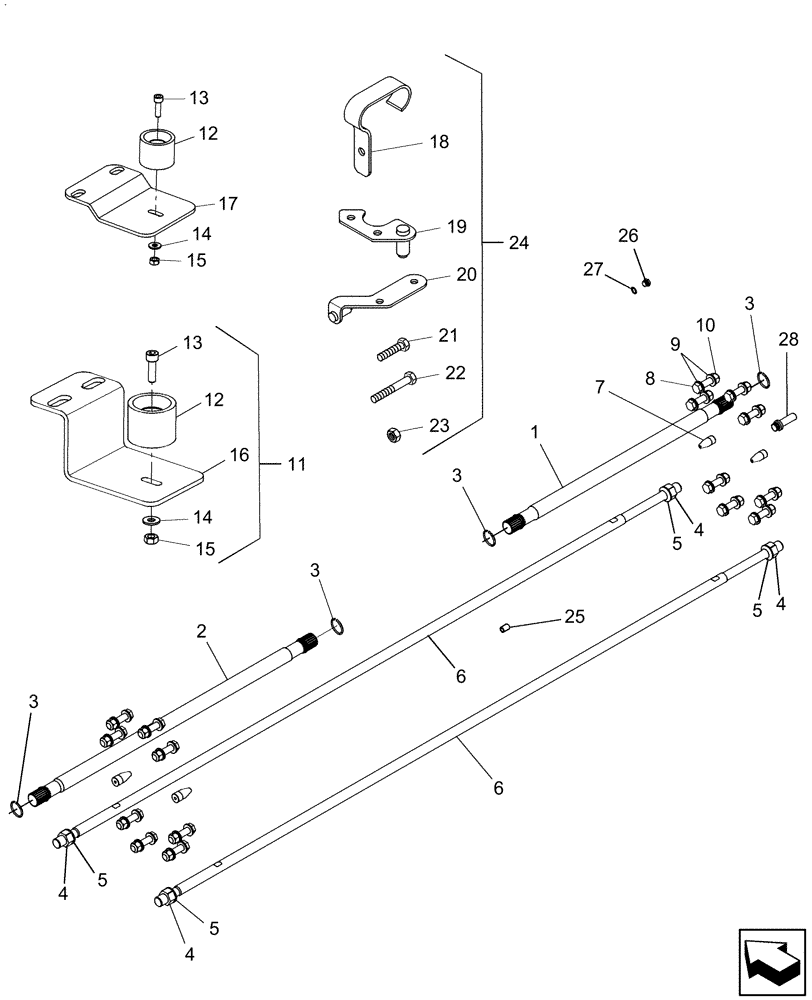 Схема запчастей Case IH 9230 - (25.106.03[02]) - DRIVE SHAFTS AND RODS, TRACK - NA ONLY (25) - FRONT AXLE SYSTEM