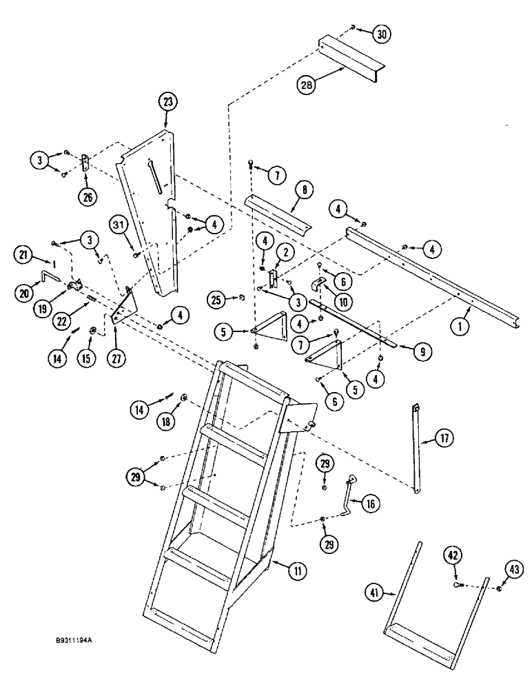 Схема запчастей Case IH 1644 - (9H-10) - SERVICE LADDER, EXTENSION (12) - CHASSIS