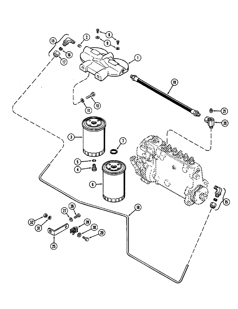 Схема запчастей Case IH 2590 - (3-58) - FUEL INJECTION FILTER SYSTEM, 504BDT, DIESEL ENGINE (03) - FUEL SYSTEM