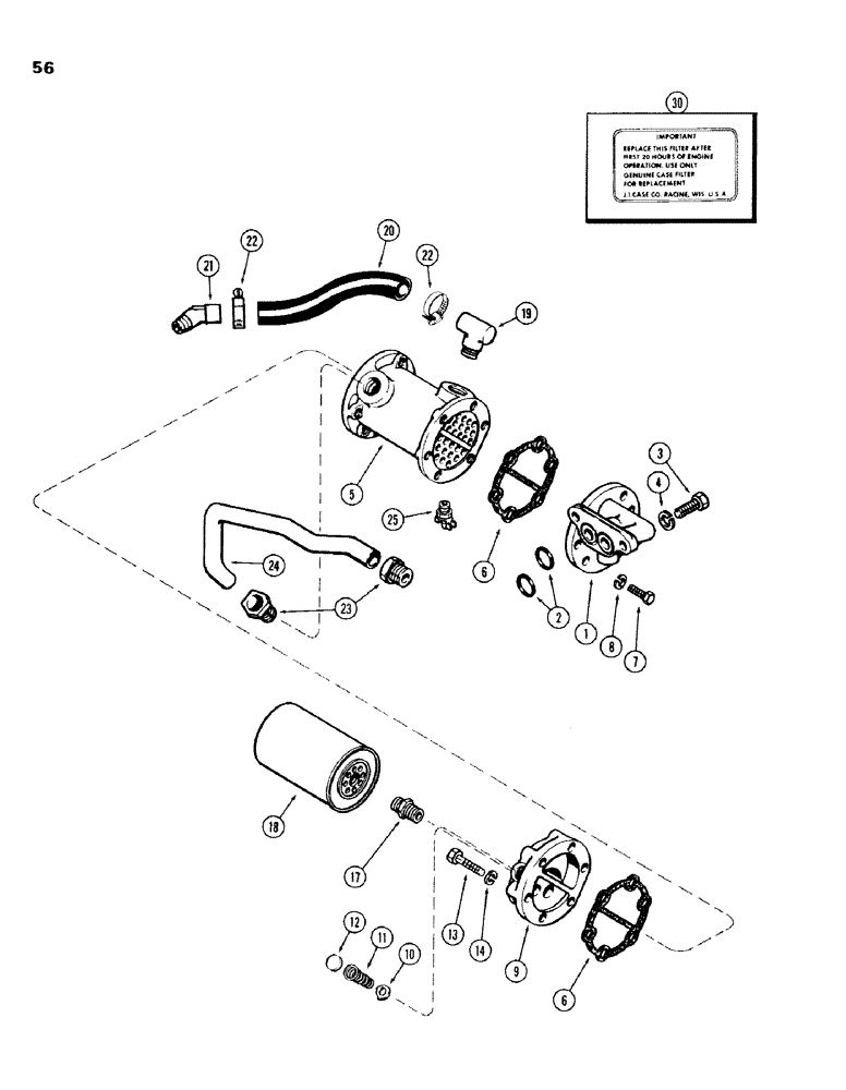 Схема запчастей Case IH 336BDT - (056) - OIL FILTER AND HEAT EXCHANGER, ENGINE LESS FUEL DEVICE, 336BD AND 301BD NATURALLY ASPIRATED ENGINES 