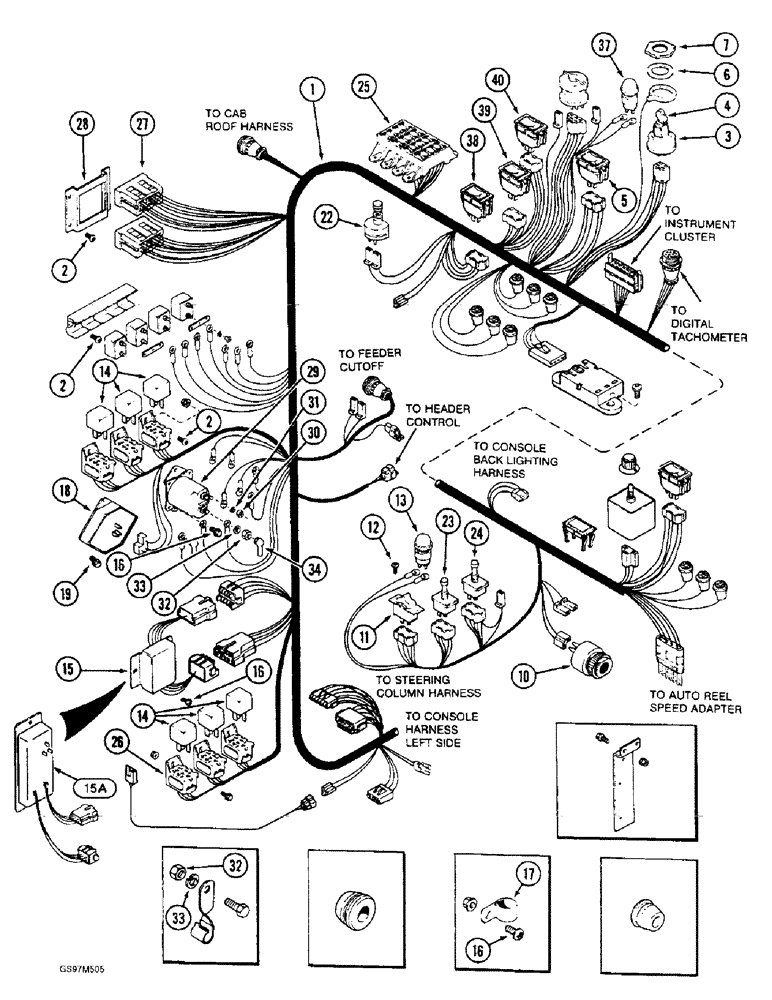 Схема запчастей Case IH 1660 - (4-08) - CONSOLE HARNESS, RIGHT-HAND SIDE, PRIOR TO P.I.N. JJC0103800 (06) - ELECTRICAL