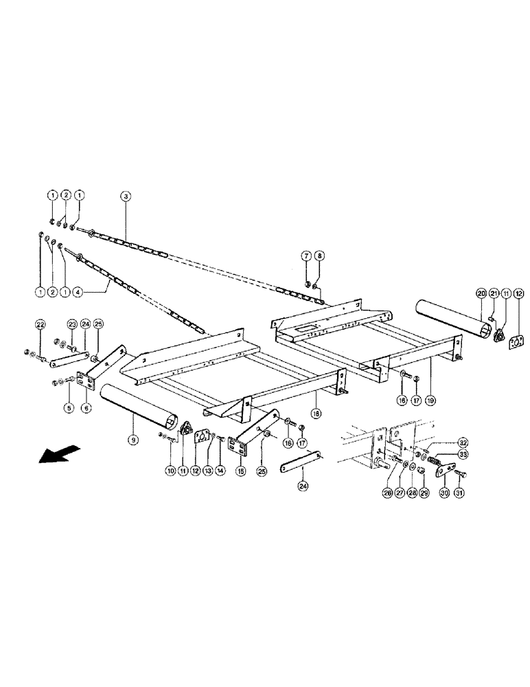 Схема запчастей Case IH 110 - (045) - BALE CHUTE WITH ROLLERS (VAR.9044) (12) - BALER HOUSING