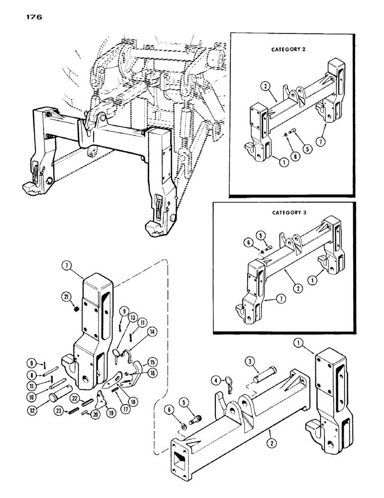 Схема запчастей Case IH 1200 - (176) - HITCH COUPLER ASSEMBLY (09) - CHASSIS