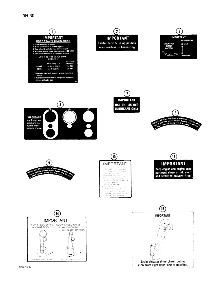 Схема запчастей Case IH 1670 - (9H-30) - DECALS, IMPORTANT INSTRUCTIONS (12) - CHASSIS