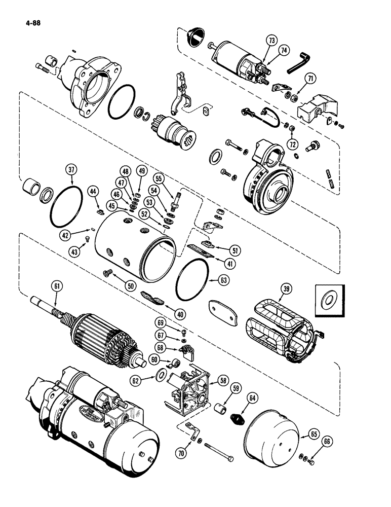 Схема запчастей Case IH 2094 - (4-088) - A162469 STARTER ASSEMBLY (04) - ELECTRICAL SYSTEMS