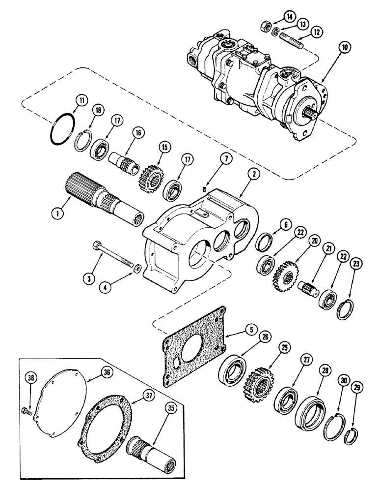 Схема запчастей Case IH 4694 - (8-286) - HYDRAULIC PUMP DRIVE (08) - HYDRAULICS