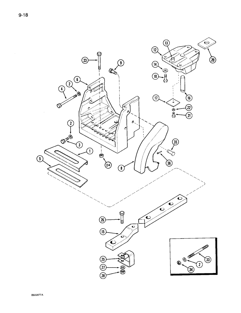 Схема запчастей Case IH 7120 - (9-018) - DRAWBAR, WITH HITCH (09) - CHASSIS/ATTACHMENTS