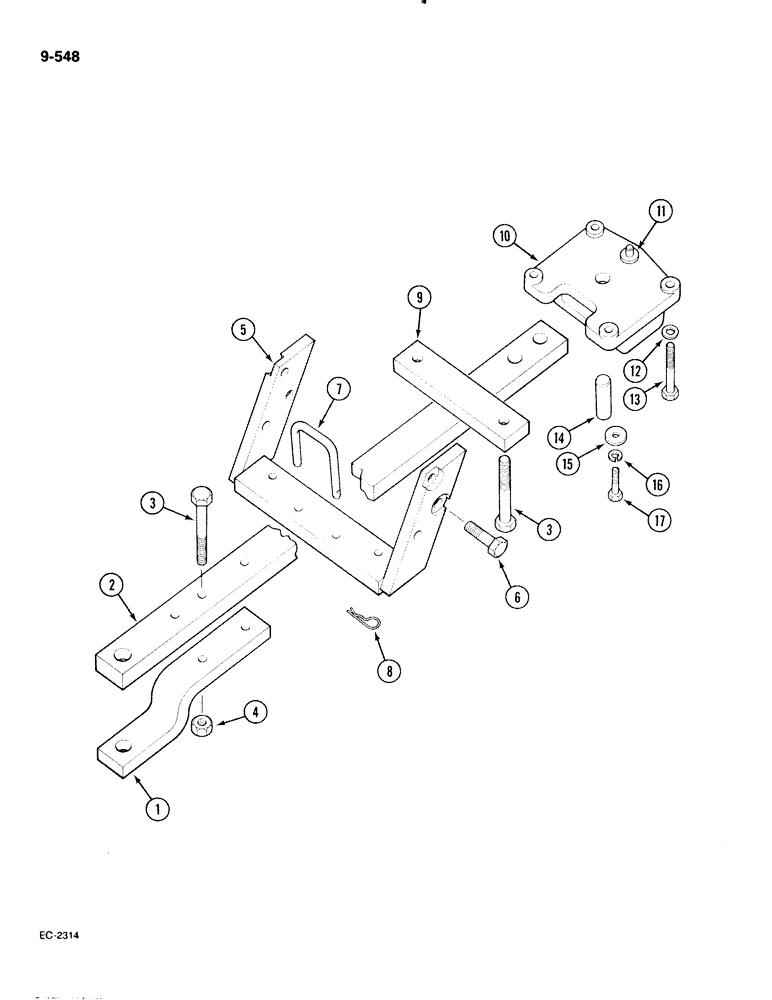 Схема запчастей Case IH 885 - (9-548) - SWINGING DRAWBAR (09) - CHASSIS/ATTACHMENTS