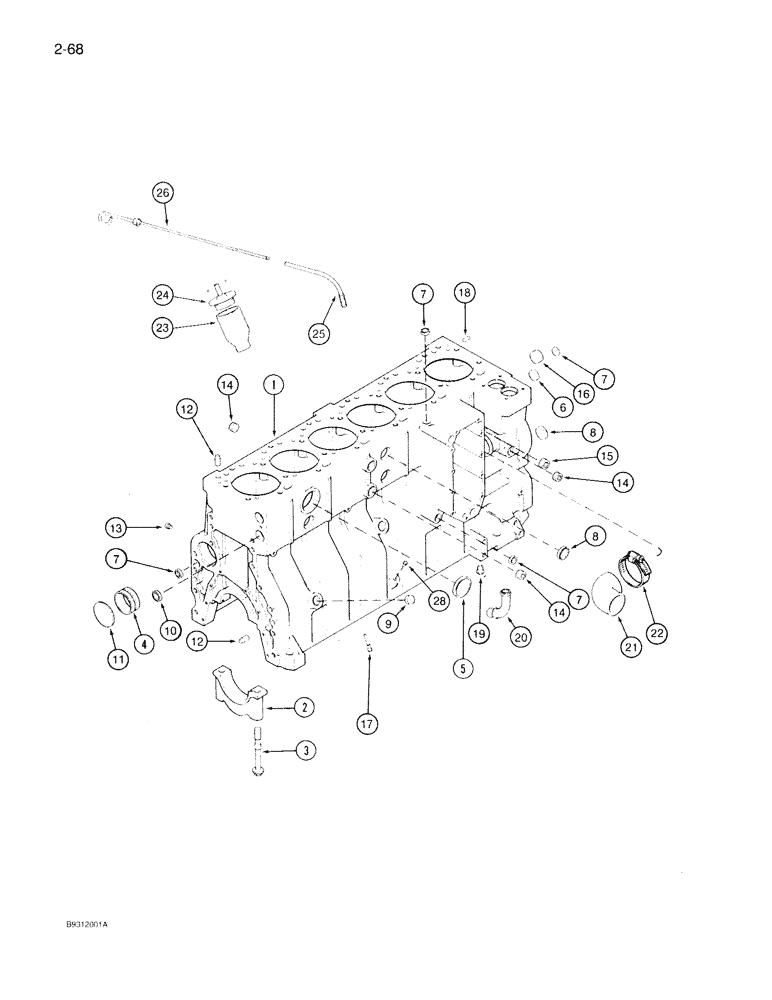 Схема запчастей Case IH 7130 - (2-068) - CYLINDER BLOCK, 6T-830 ENGINE, BLOCK W/12 PISTON COOLING NOZZLES, ENGINE S/N 44706126 THRU 44823527 (02) - ENGINE