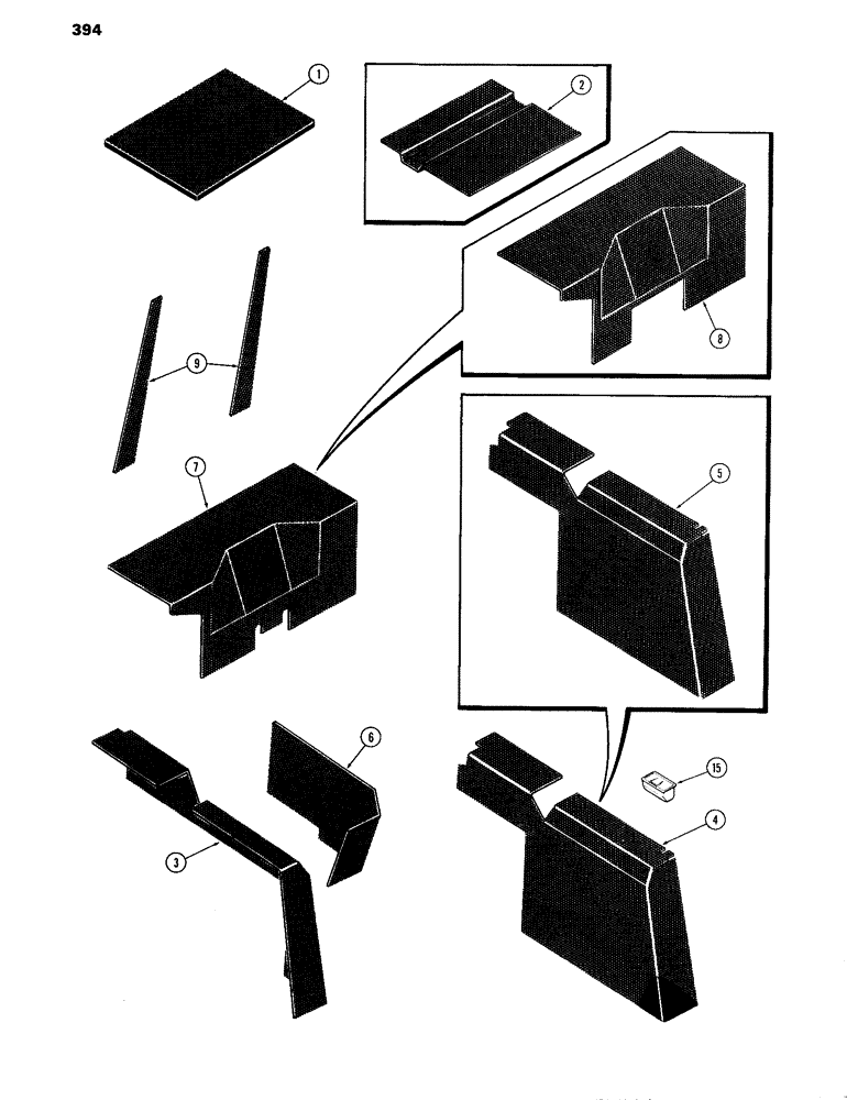 Схема запчастей Case IH 870 - (394) - CAB, ACOUSTICAL COVERS, USED PRIOR TO TRACTOR SERIAL NUMBER 8736722 (09) - CHASSIS/ATTACHMENTS