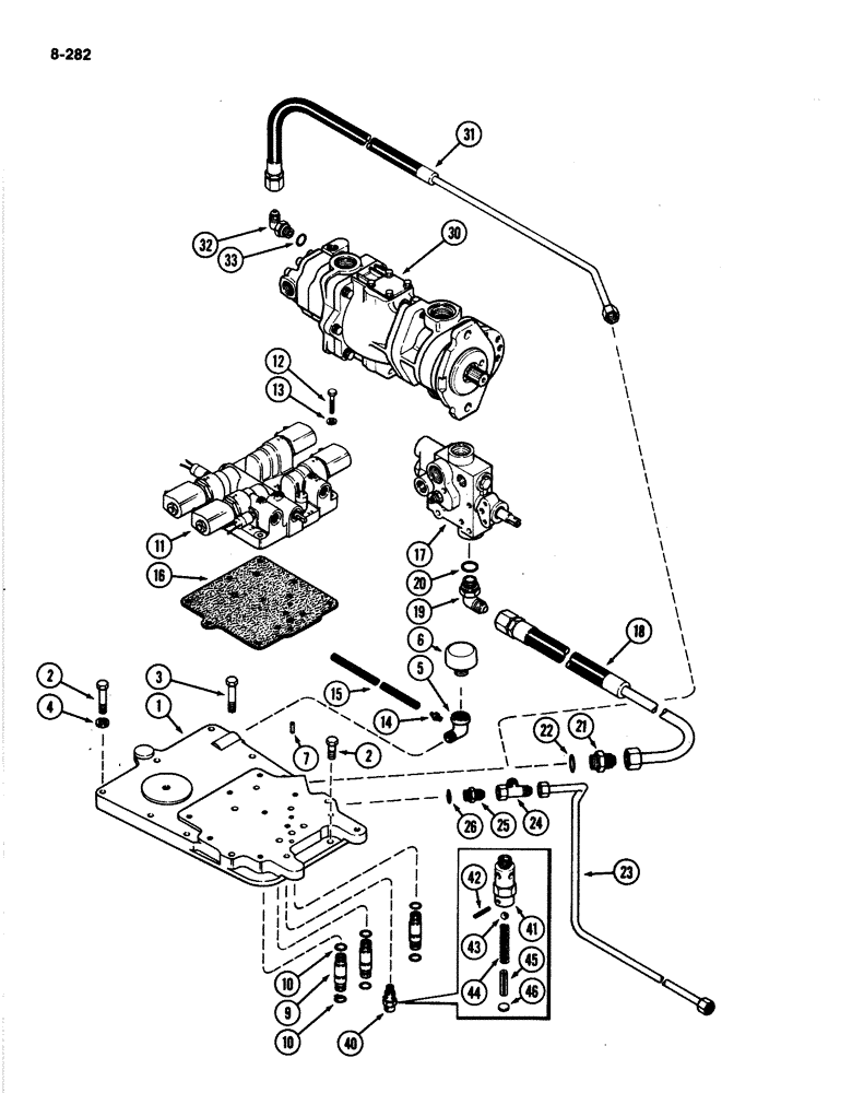 Схема запчастей Case IH 4894 - (8-282) - TRANSMISSION TOP COVER SYSTEM (08) - HYDRAULICS