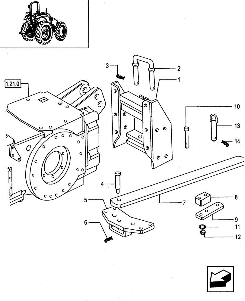 Схема запчастей Case IH JX55 - (1.89.0/03[01]) - (VAR.912) INDIPENDENT DRAWBAR WITH CLEVIS (HOLE 33MM.) (09) - IMPLEMENT LIFT