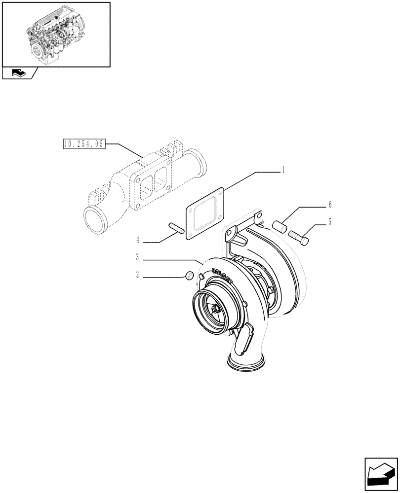 Схема запчастей Case IH F3CE0684F E001 - (10.250.02) - TURBOCHARGER & RELATED PARTS (504246987) (01) - ENGINE