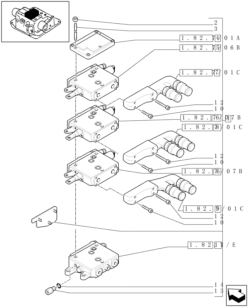 Схема запчастей Case IH MAXXUM 115 - (1.82.7/10A) - 3 REMOTES (1NC+2CONFIG) FOR CCLS PUMP FOR MDC AND RELEVANT PARTS (VAR.334844) (07) - HYDRAULIC SYSTEM