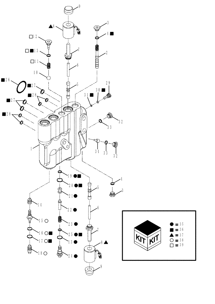 Схема запчастей Case IH STEIGER 335 - (08-33) - HITCH VALVE ASSEMBLY - ELECTRONIC CONTROLLED (08) - HYDRAULICS