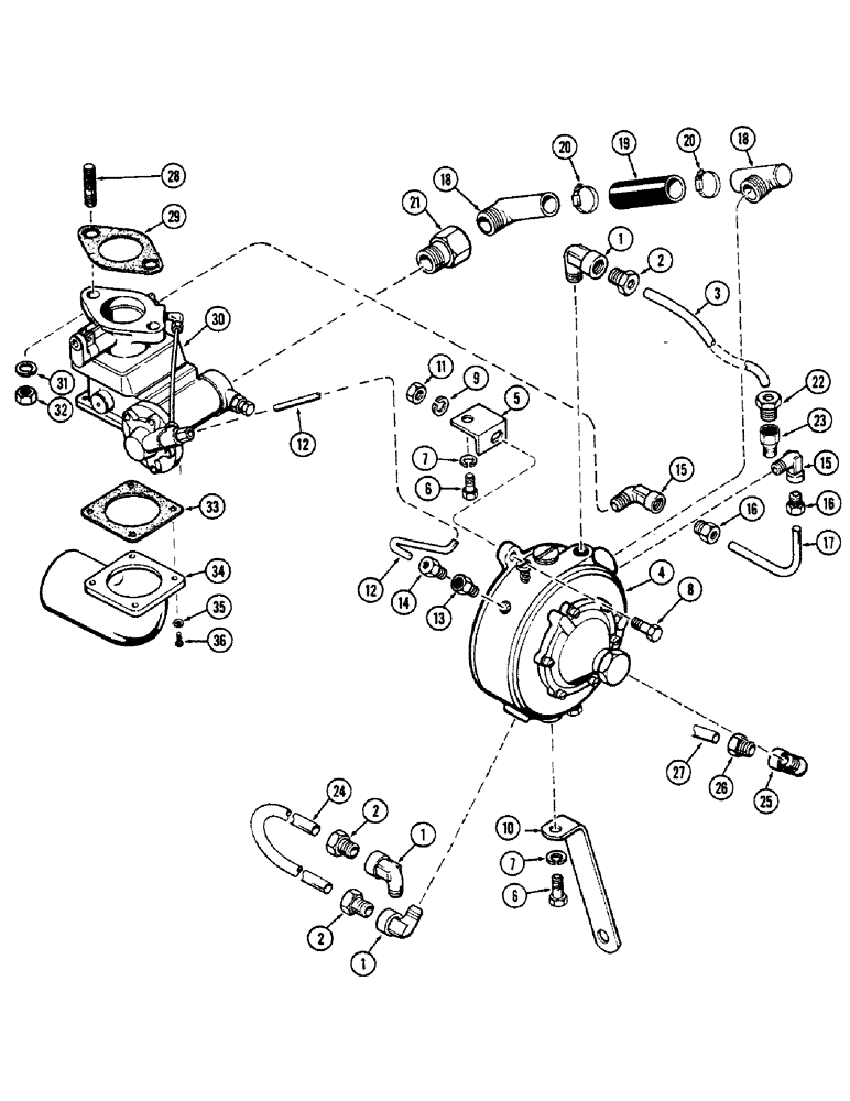 Схема запчастей Case IH 1010 - (416) - FUEL SYSTEM, 284 L.P. GAS ENGINE (10) - ENGINE