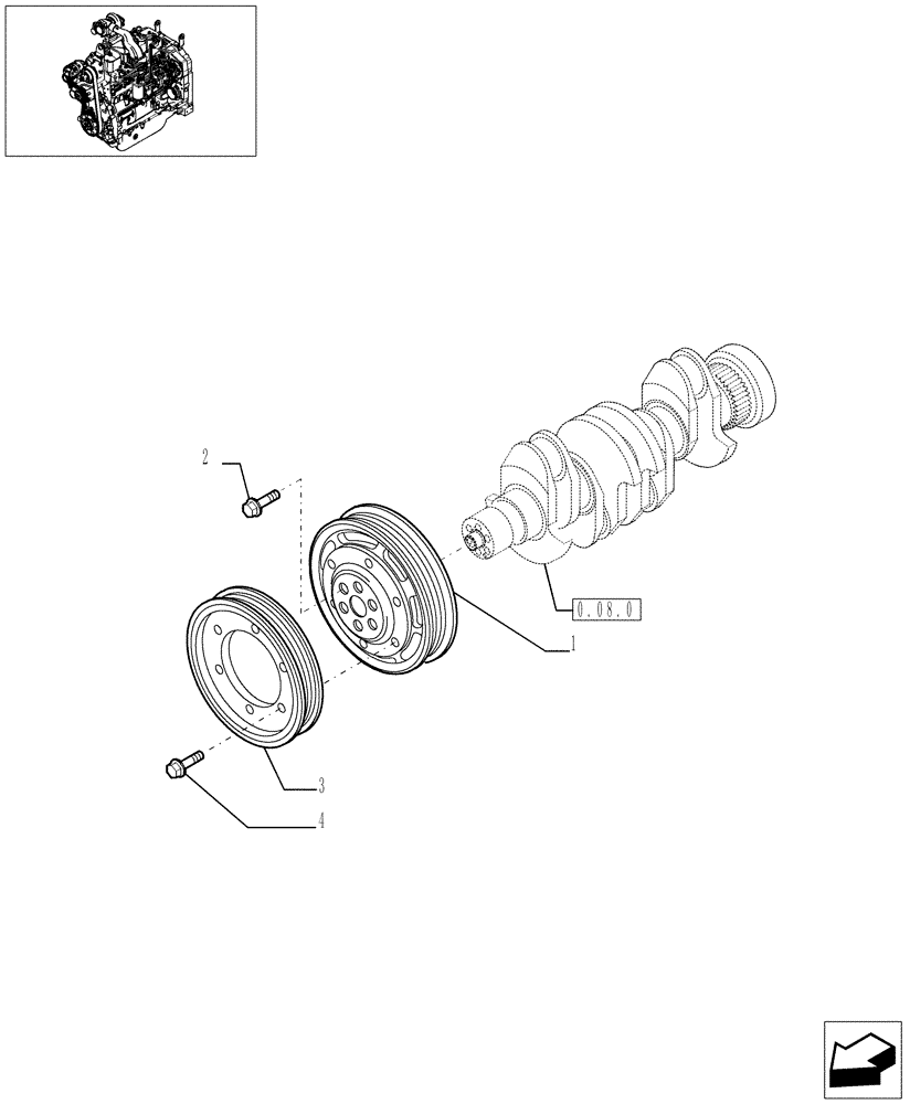 Схема запчастей Case IH JX1085C - (0.08.4) - PULLEY CRANKSHAFT (01) - ENGINE