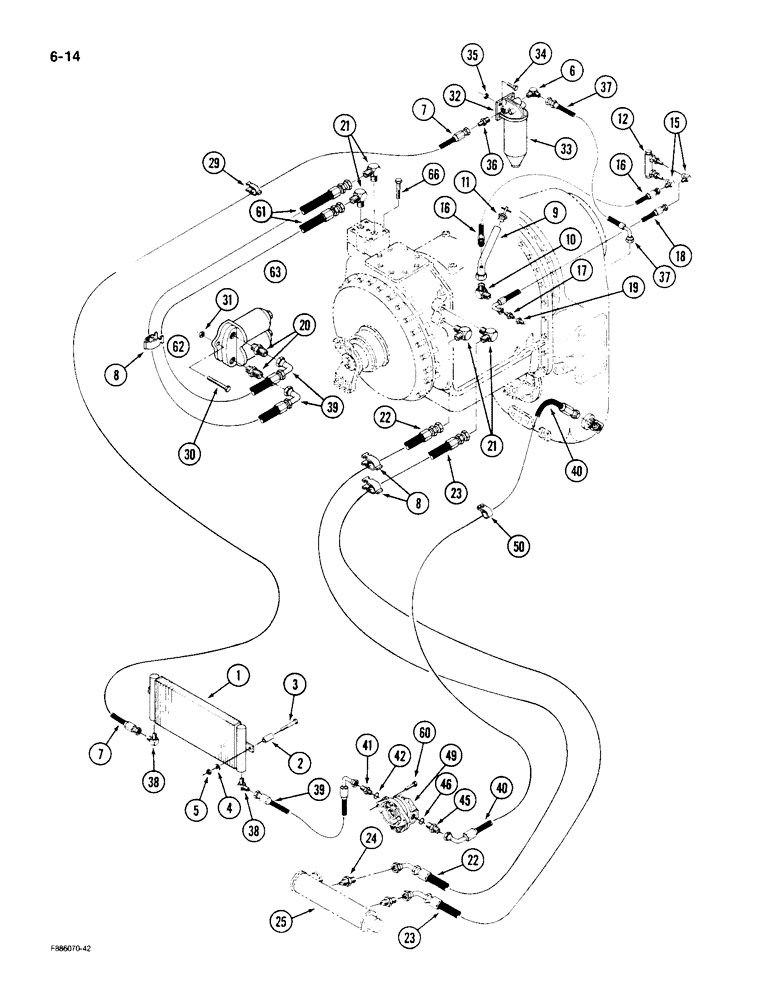 Схема запчастей Case IH KP-525 - (6-14) - TRANSMISSION AND TRANSFER CASE LUBRICATION, PIROR TO P.I.N. 131-05017 (06) - POWER TRAIN