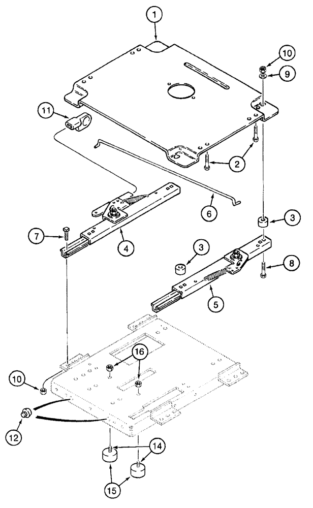 Схема запчастей Case IH 7220 - (9-066) - STANDARD AIR SUSPENSION SEAT - MOUNT PLATE & SLIDES, TRACTOR S/N JJA0061559 & AFTER (09) - CHASSIS/ATTACHMENTS