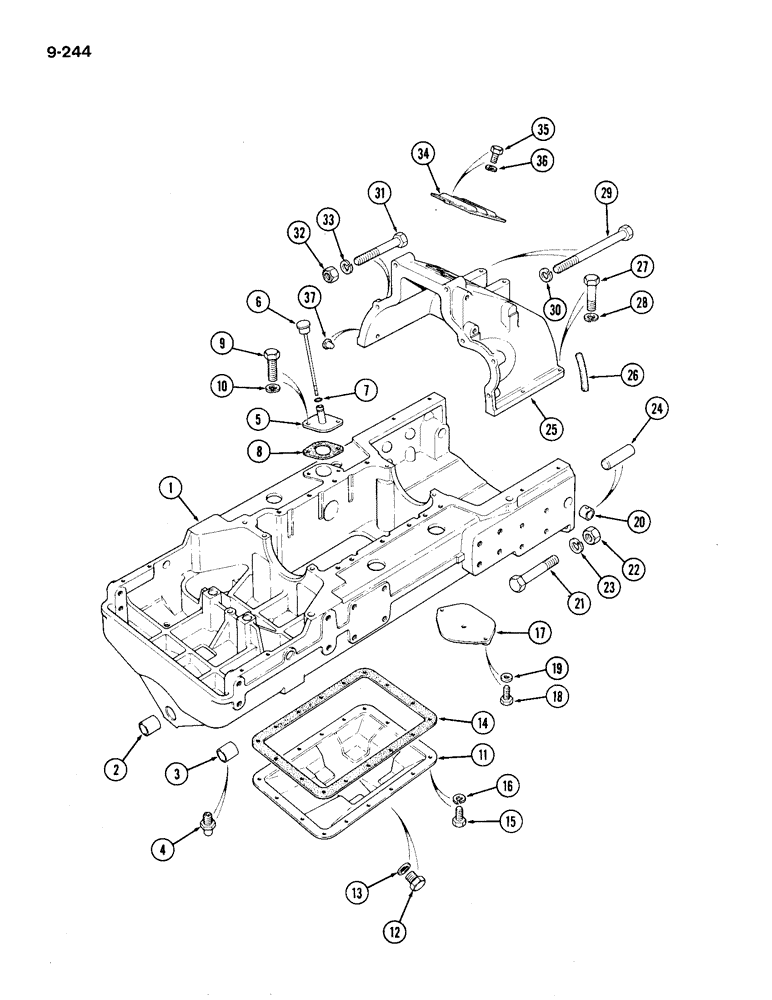 Схема запчастей Case IH 1194 - (9-244) - MAIN FRAME FRONT AND CLUTCH HOUSING (09) - CHASSIS/ATTACHMENTS