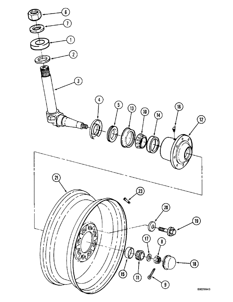 Схема запчастей Case IH 2144 - (5-18) - STEERING KNUCKLE, HUB AND WHEELS, NONADJUSTABLE AND ADJUSTABLE AXLES, W/O POWER GUIDE AXLE (04) - STEERING