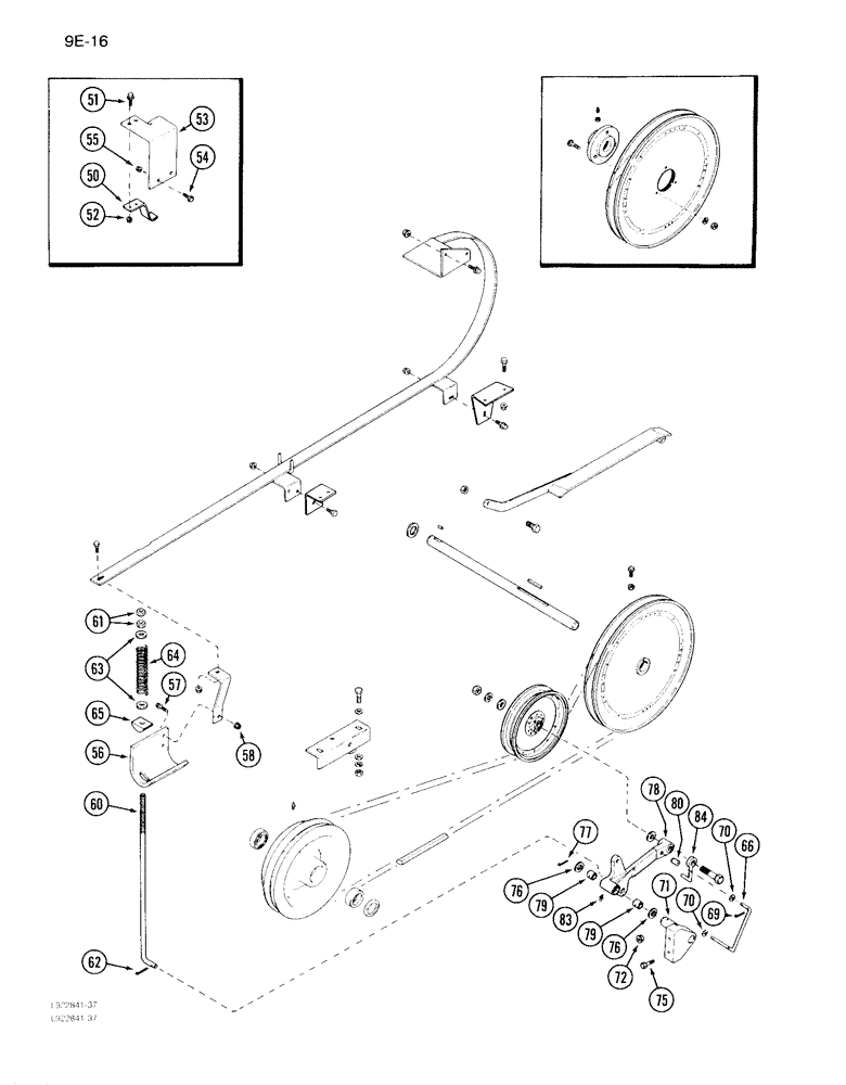 Схема запчастей Case IH 1640 - (9E-16) - GRAIN TANK UNLOADER BELT DRIVE, P.I.N. JJC0097103 AND AFTER (CONTD) (17) - GRAIN TANK & UNLOADER