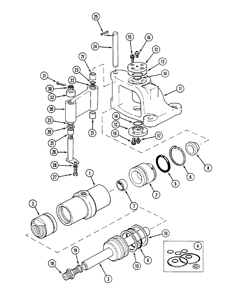 Схема запчастей Case IH 1494 - (5-124) - TRANSVERSE STEERING CYLINDER, TWO WHEEL DRIVE TRACTORS (05) - STEERING