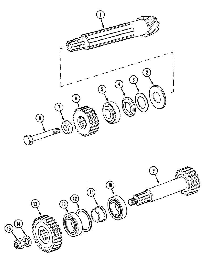 Схема запчастей Case IH 1594 - (6-194) - IDLER SHAFT AND GEARS, MFD - POWER SHIFT (06) - POWER TRAIN