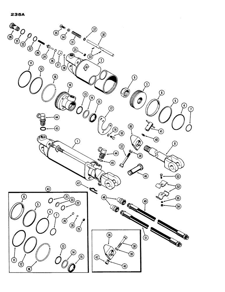 Схема запчастей Case IH 530 - (235A) - 3 1/4" X 8" REMOTE HYDRAULIC CYLINDER, WITH HYDRAULIC LIMIT STOP (08) - HYDRAULICS